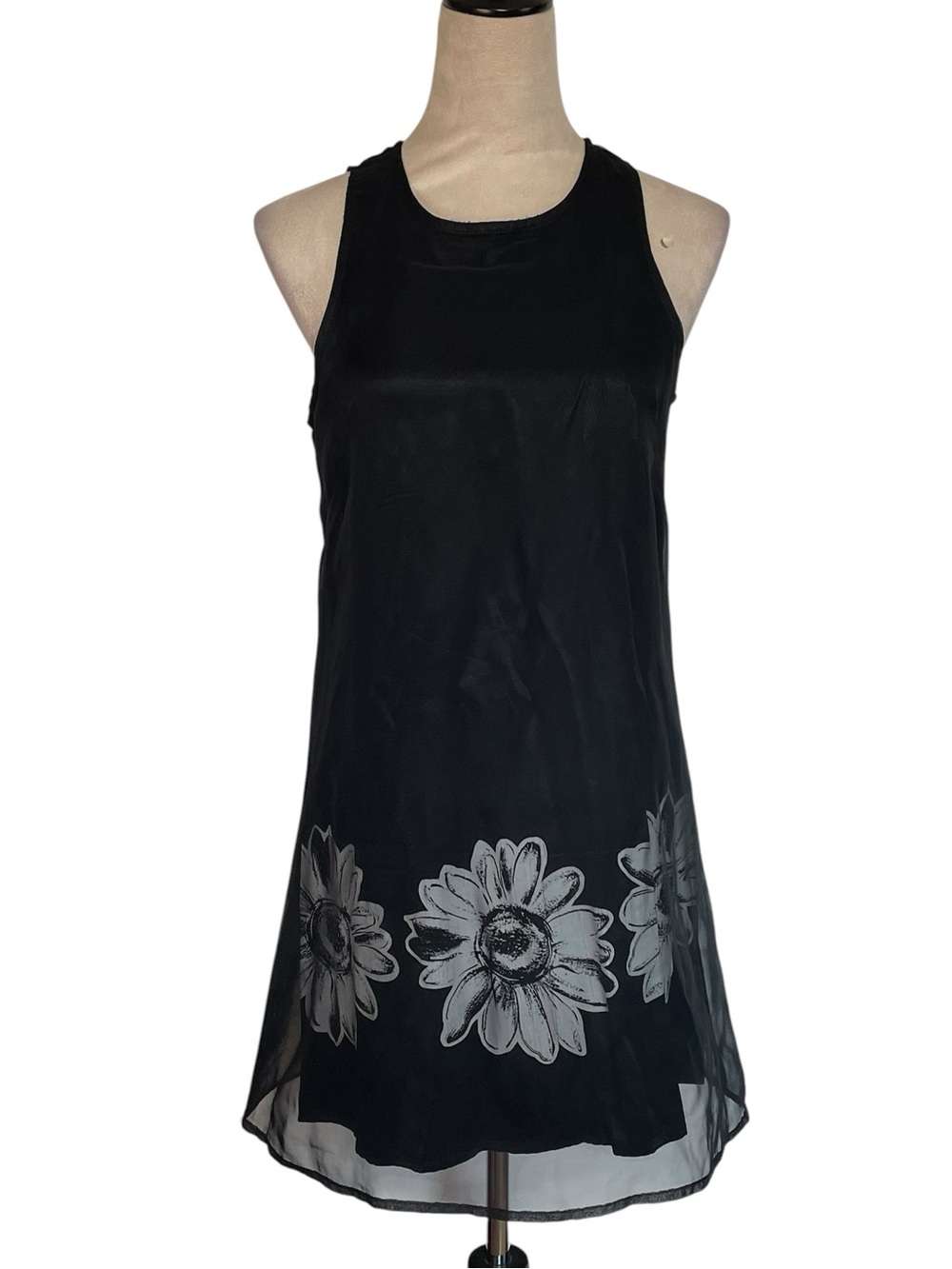 Vintage 90s City Triangles Sunflower Sheer Layer Shift Dress